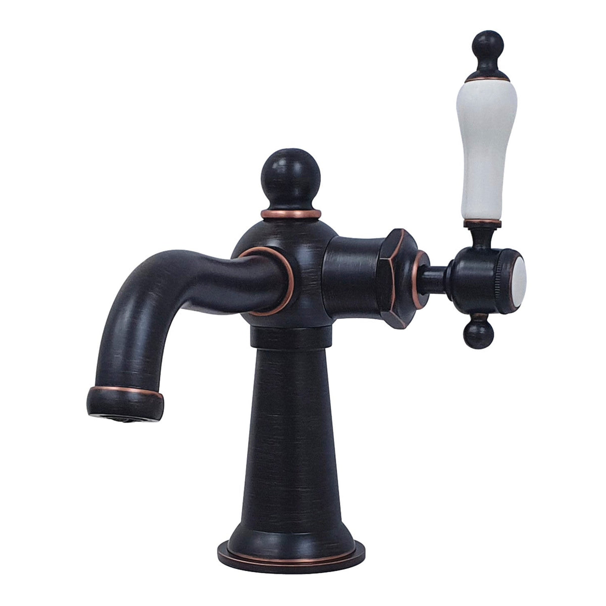 Nautical One-Handle Single-Hole Bathroom Faucet with Push Pop-Up Drain in Naples Bronze