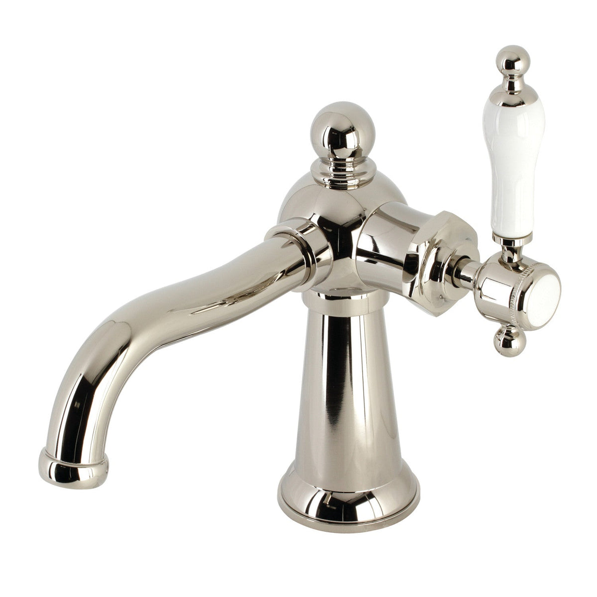 Nautical One-Handle Single-Hole Bathroom Faucet with Push Pop-Up Drain in Polished Nickel