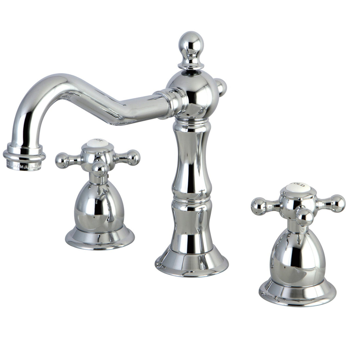 Heritage Widespread Bathroom Faucet with Brass Pop-Up in Polished Chrome