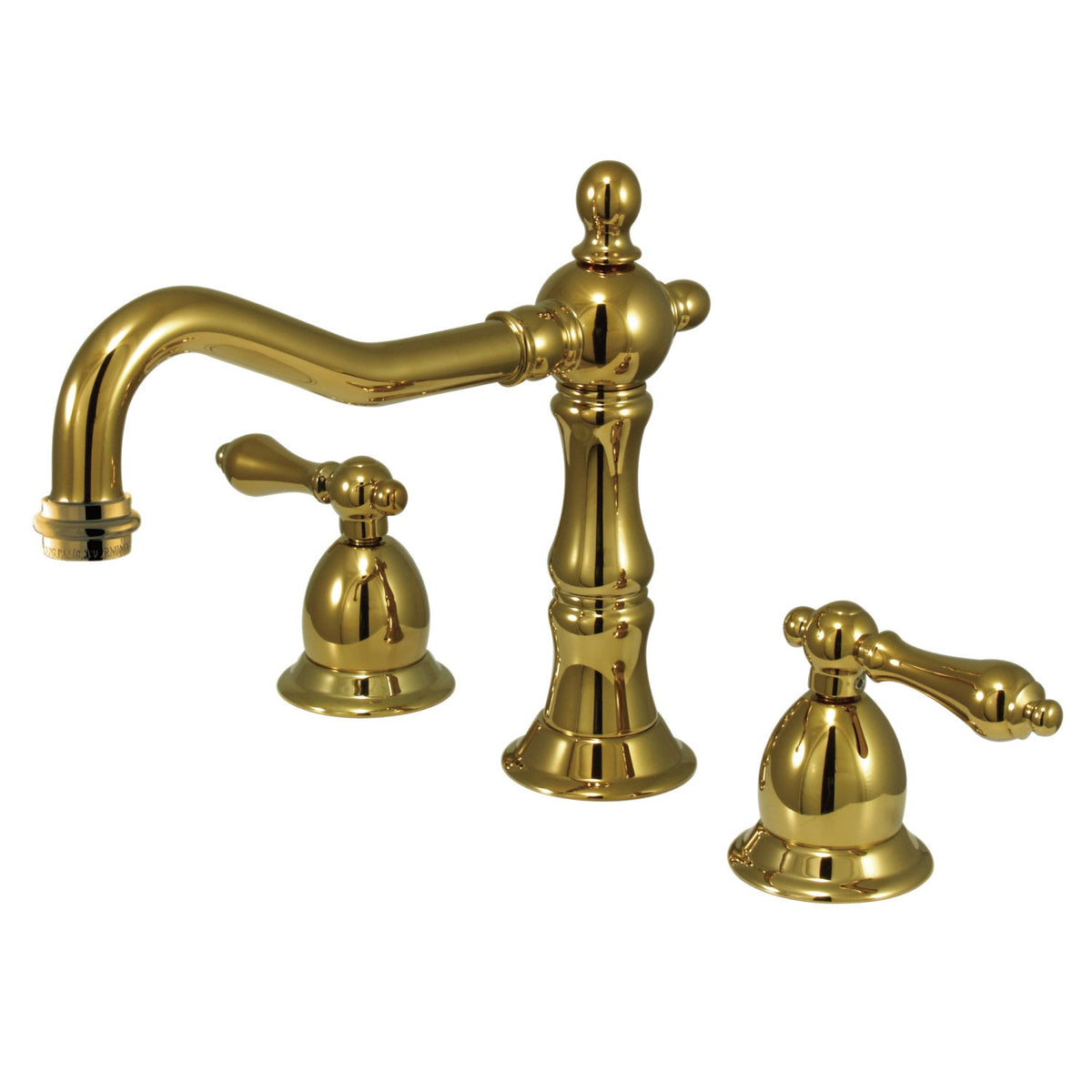 Heritage Widespread Bathroom Faucet with Brass Pop-Up in Polished Brass