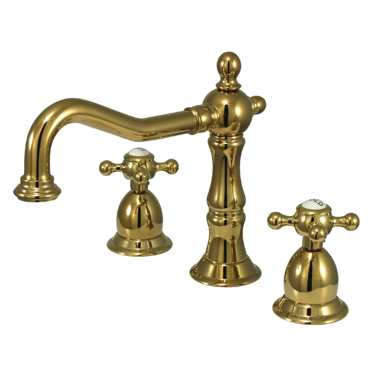 Heritage Widespread Bathroom Faucet with Brass Pop-Up in Polished Brass