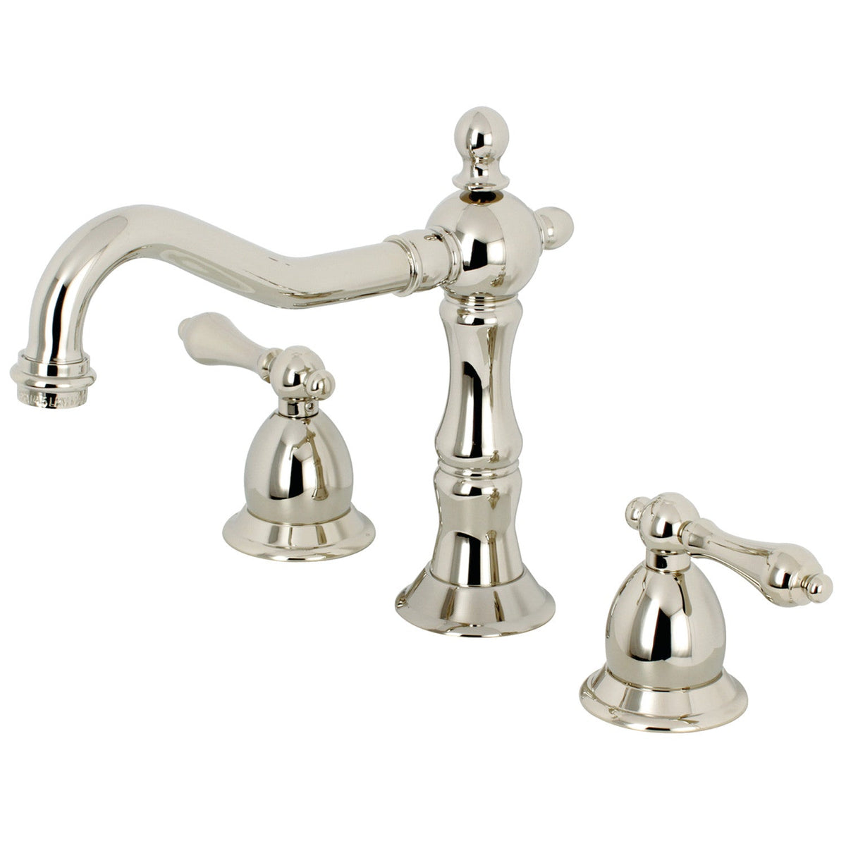 Heritage Widespread Bathroom Faucet with Brass Pop-Up in Polished Nickel