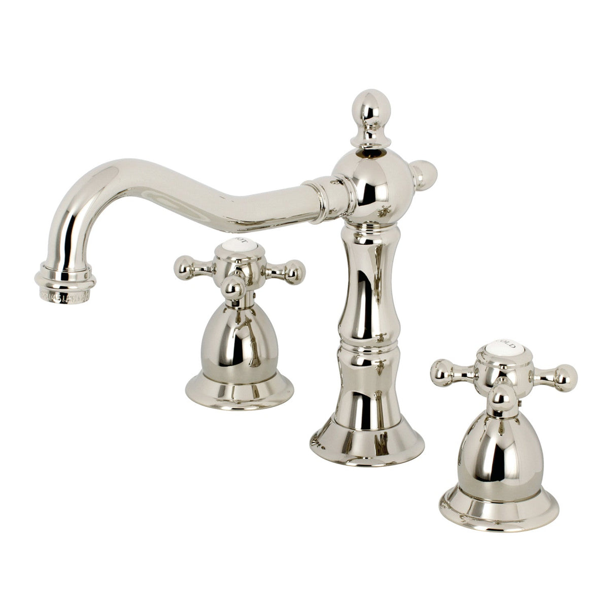 Heritage Widespread Bathroom Faucet with Brass Pop-Up in Polished Nickel
