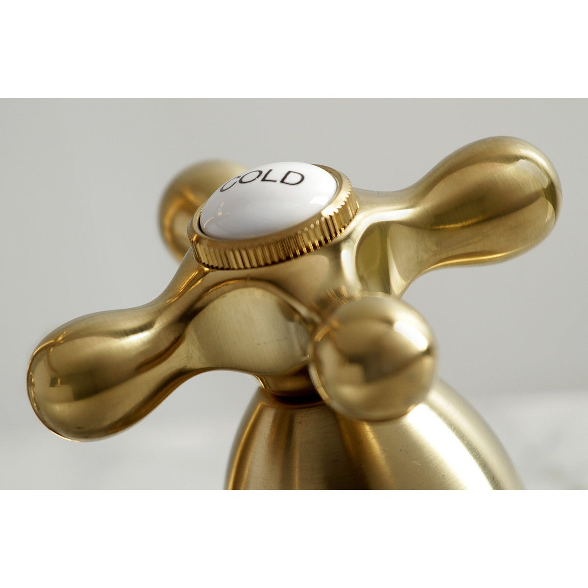 Heritage Widespread Bathroom Faucet with Brass Pop-Up in Brushed Brass