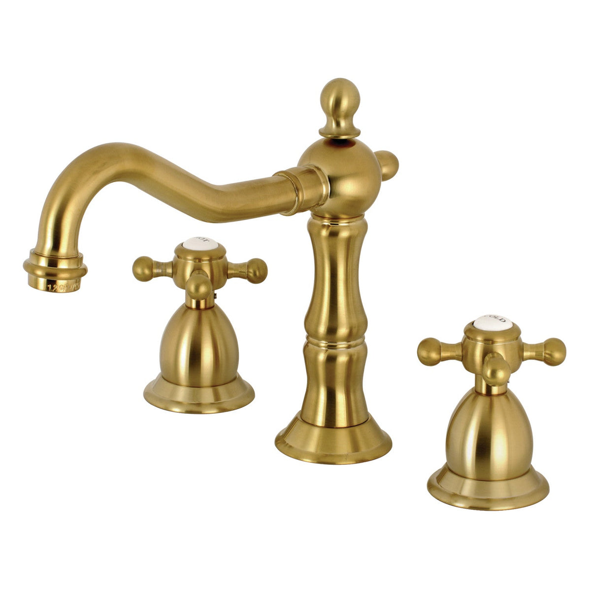 Heritage Widespread Bathroom Faucet with Brass Pop-Up in Brushed Brass