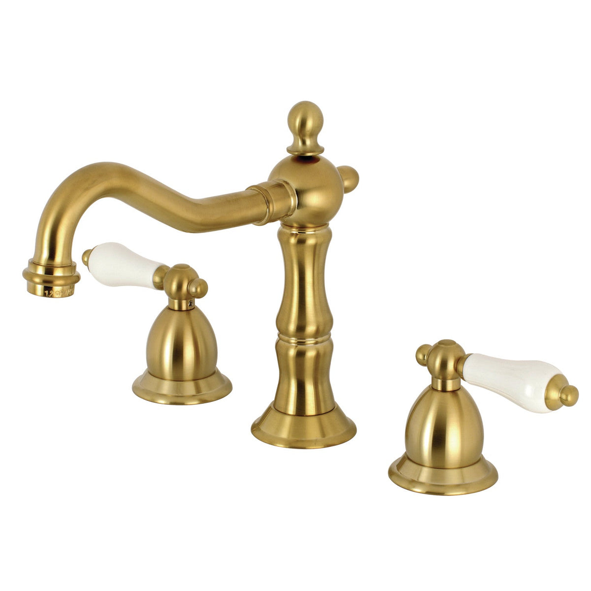 Heritage Widespread Bathroom Faucet with Brass Pop-Up in Brushed Brass