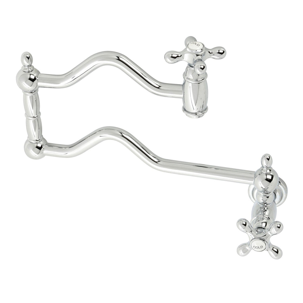Heritage Wall Mount Pot Filler Faucet in Polished Chrome
