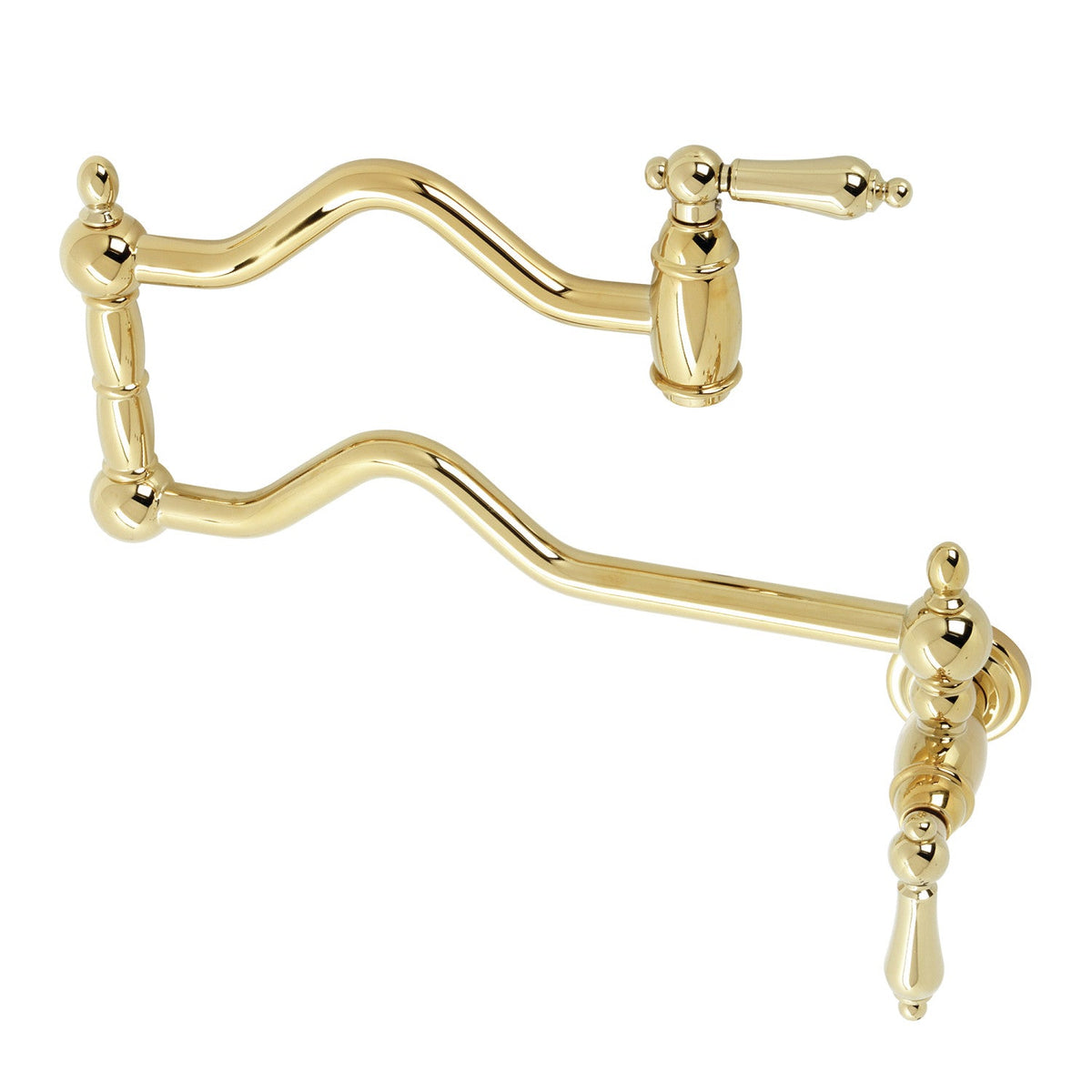 Heritage Wall Mount Pot Filler Faucet in Polished Brass