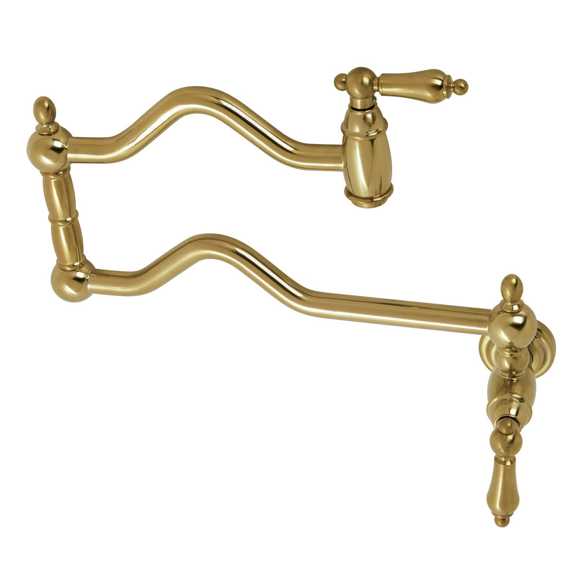 Heritage Wall Mount Pot Filler Faucet in Brushed Brass
