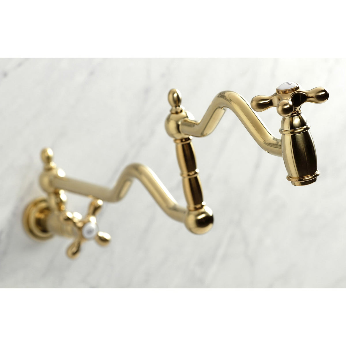 Heritage Wall Mount Pot Filler Faucet in Brushed Brass