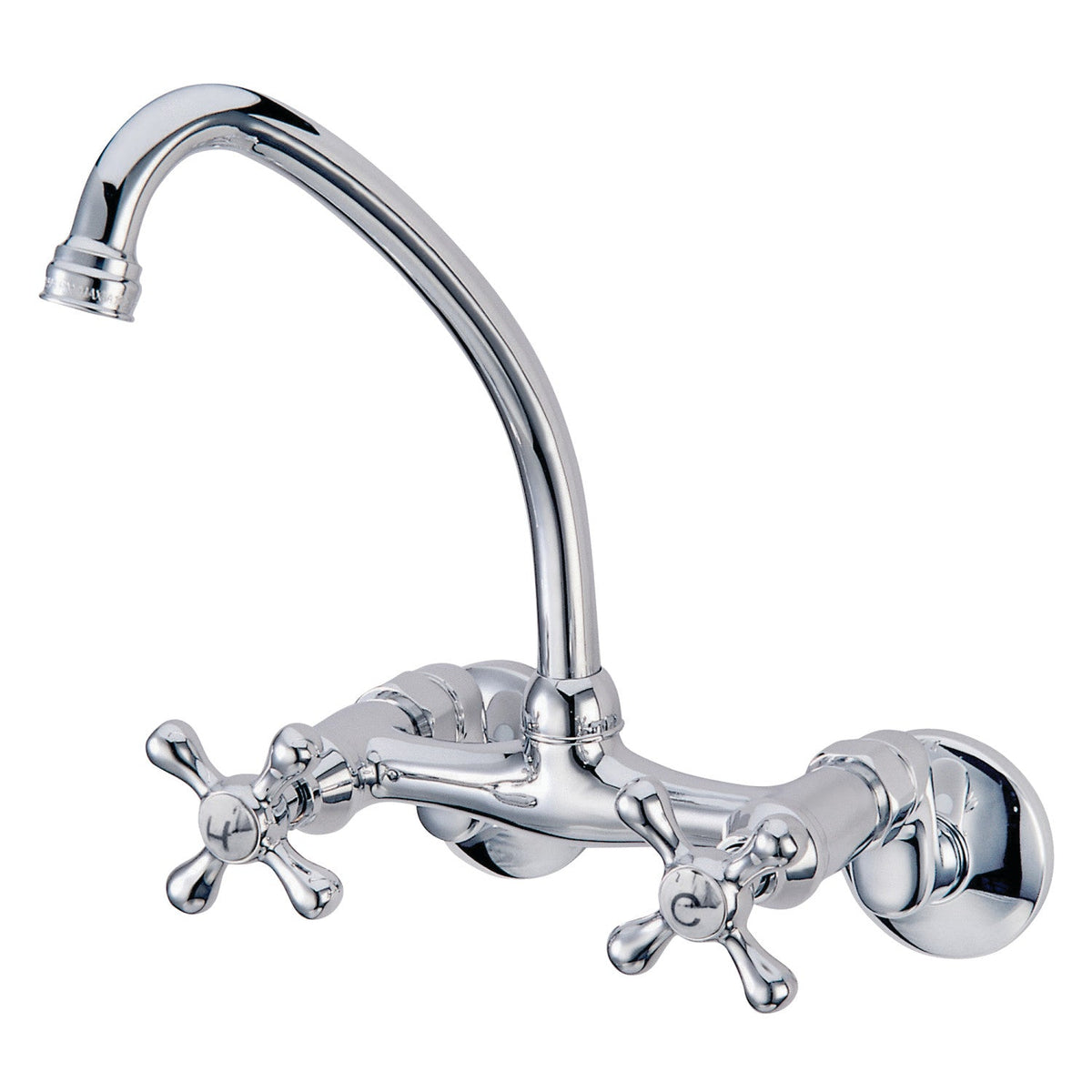 Kingston Double-Handle Wall-Mount Bridge Kitchen Faucet in Polished Chrome