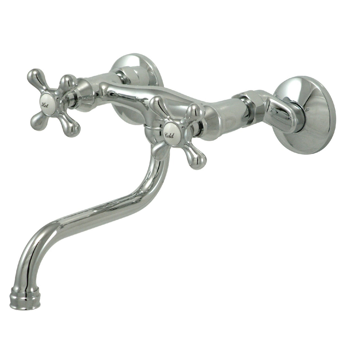 Kingston Adjustable Center Wall Mount Bathroom Faucet in Polished Chrome