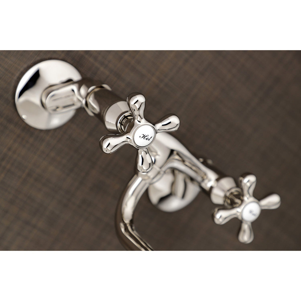 Kingston Adjustable Center Wall Mount Bathroom Faucet in Polished Nickel