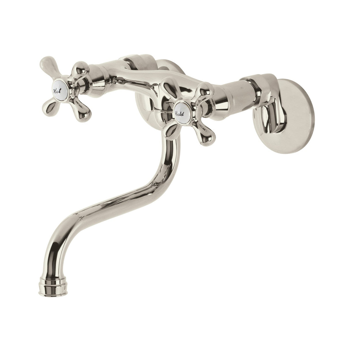 Kingston Adjustable Center Wall Mount Bathroom Faucet in Polished Nickel