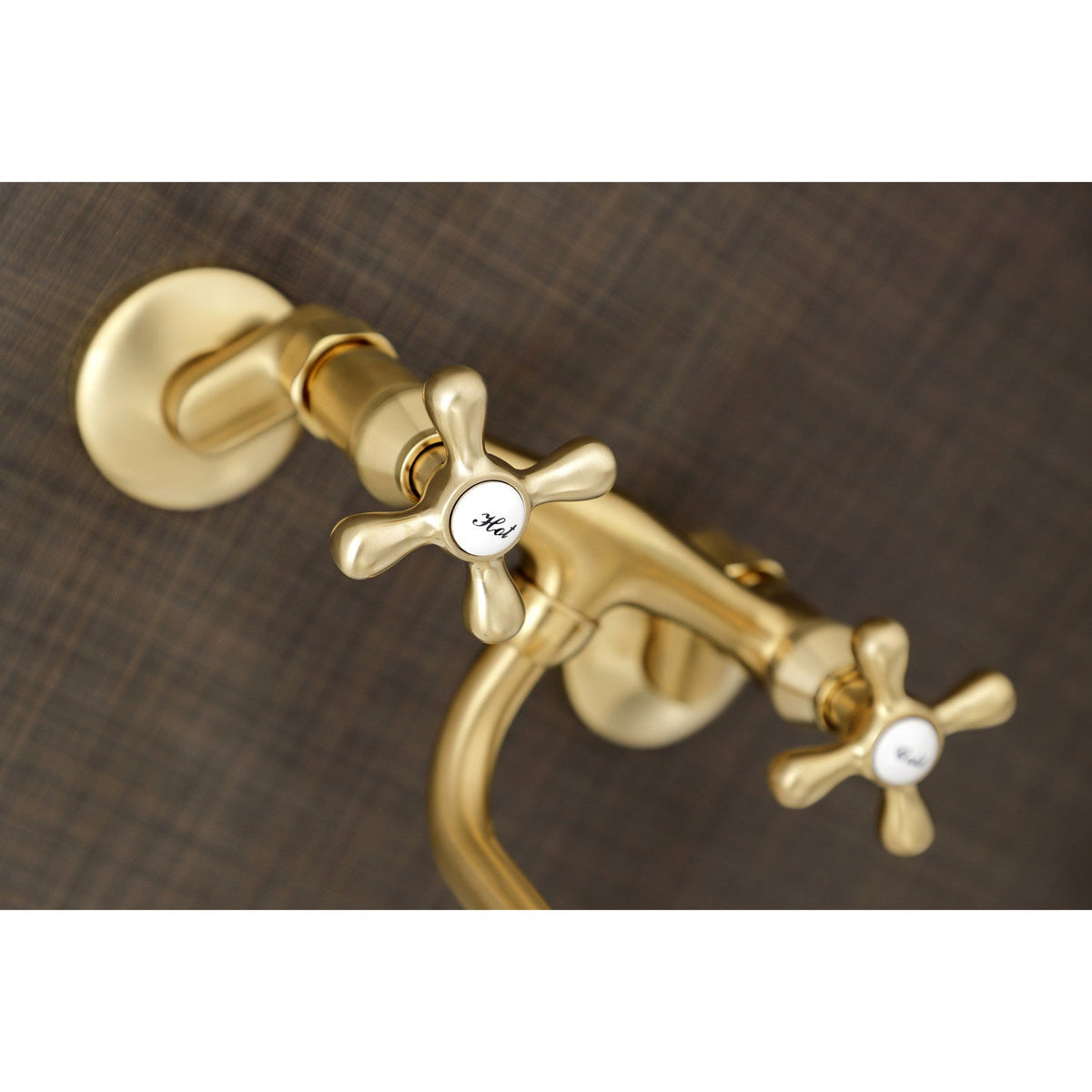 Kingston Adjustable Center Wall Mount Bathroom Faucet in Brushed Brass