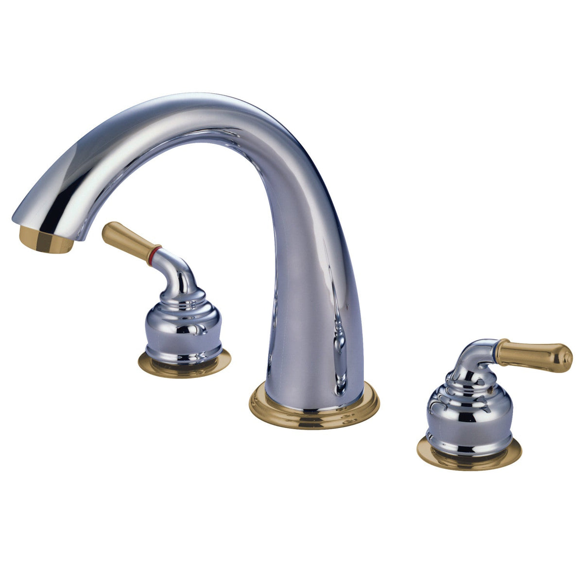 Milano Two-Handle Deck Mount Roman Tub Faucet in Polished Chrome/Polished Brass