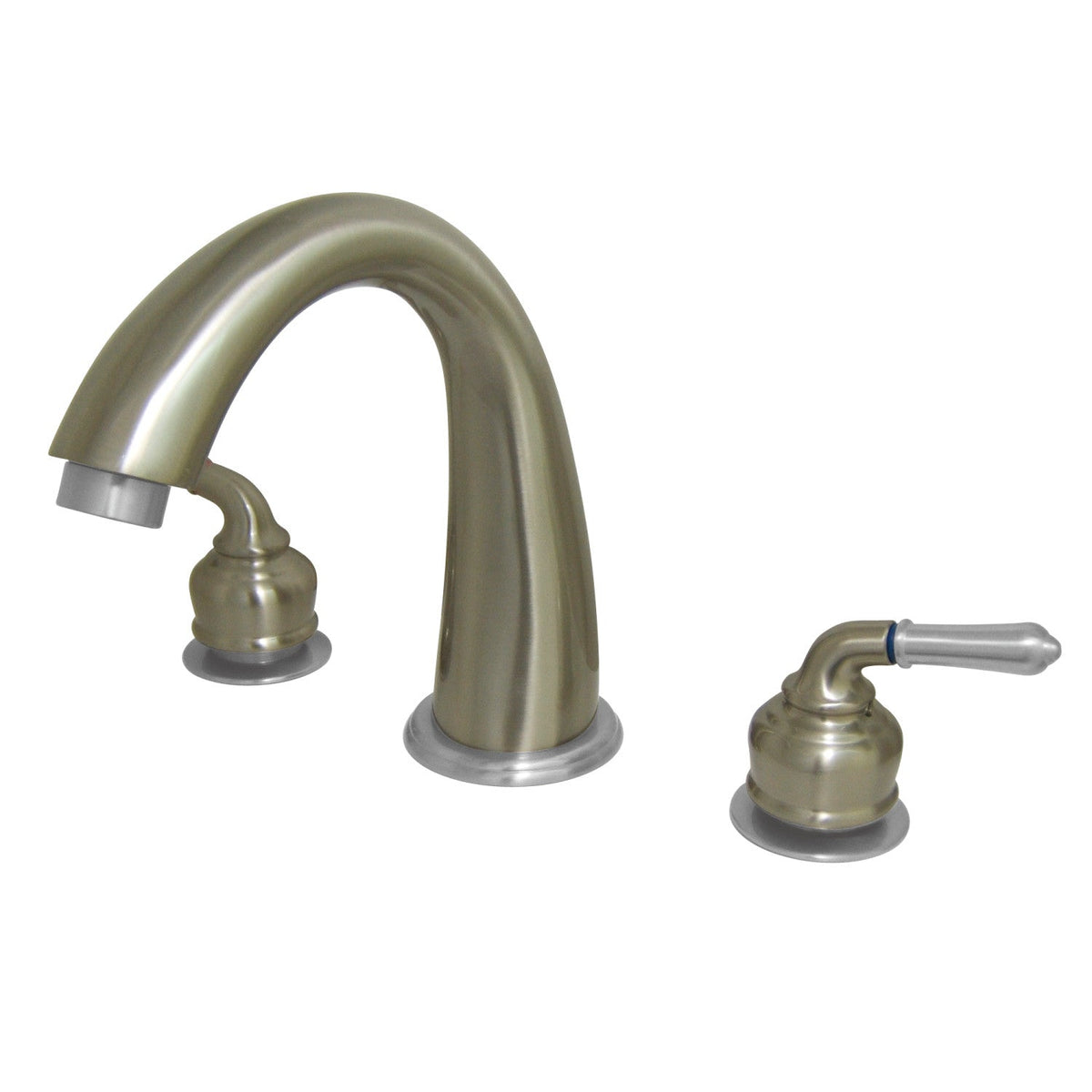 Milano Two-Handle Deck Mount Roman Tub Faucet in Brushed Nickel/Polished Chrome