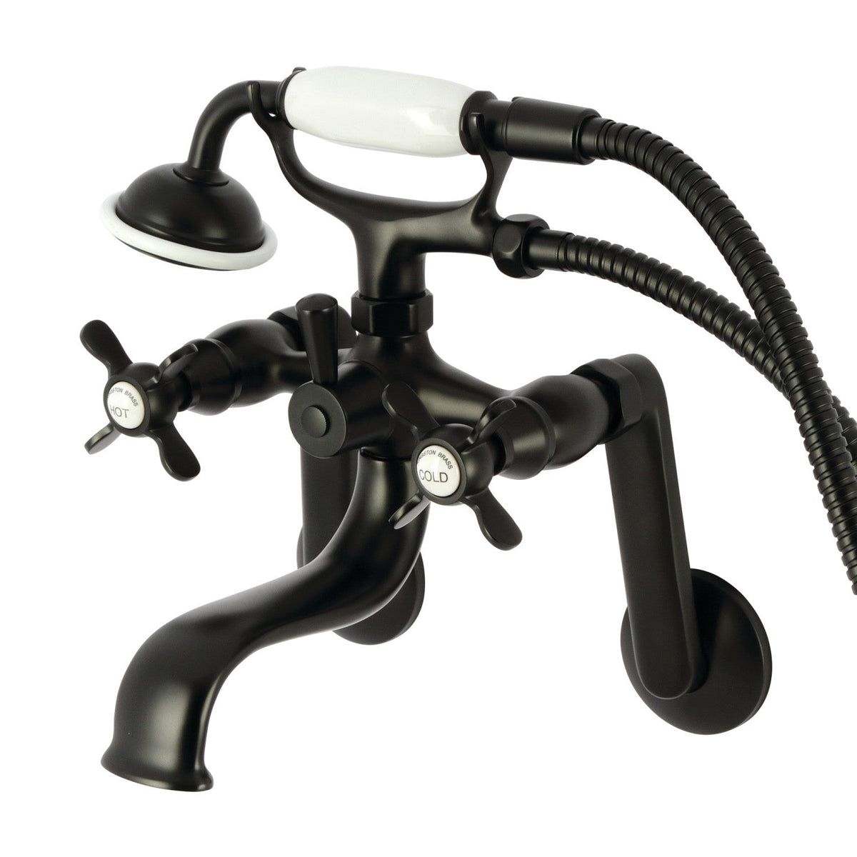 Kingston Tub Wall Mount Clawfoot Tub Faucet with Hand Shower in Matte Black