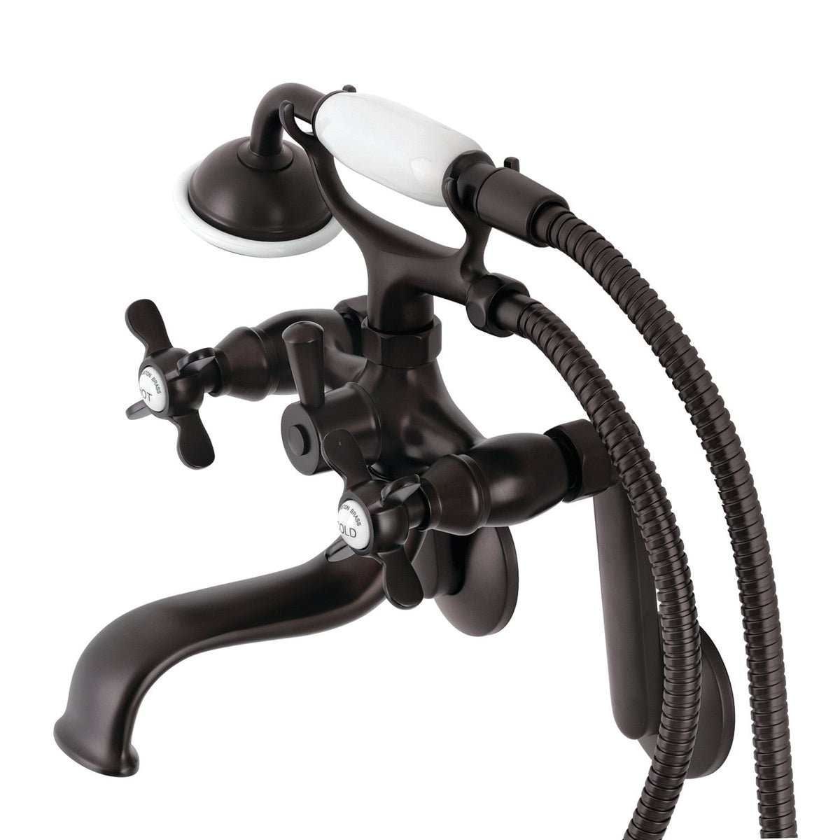 Kingston Tub Wall Mount Clawfoot Tub Faucet with Hand Shower in Oil Rubbed Bronze