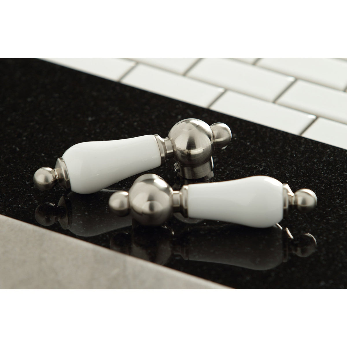Governor Double-Handle 4" Centerset Bathroom Faucet with Brass Pop-Up in Brushed Nickel