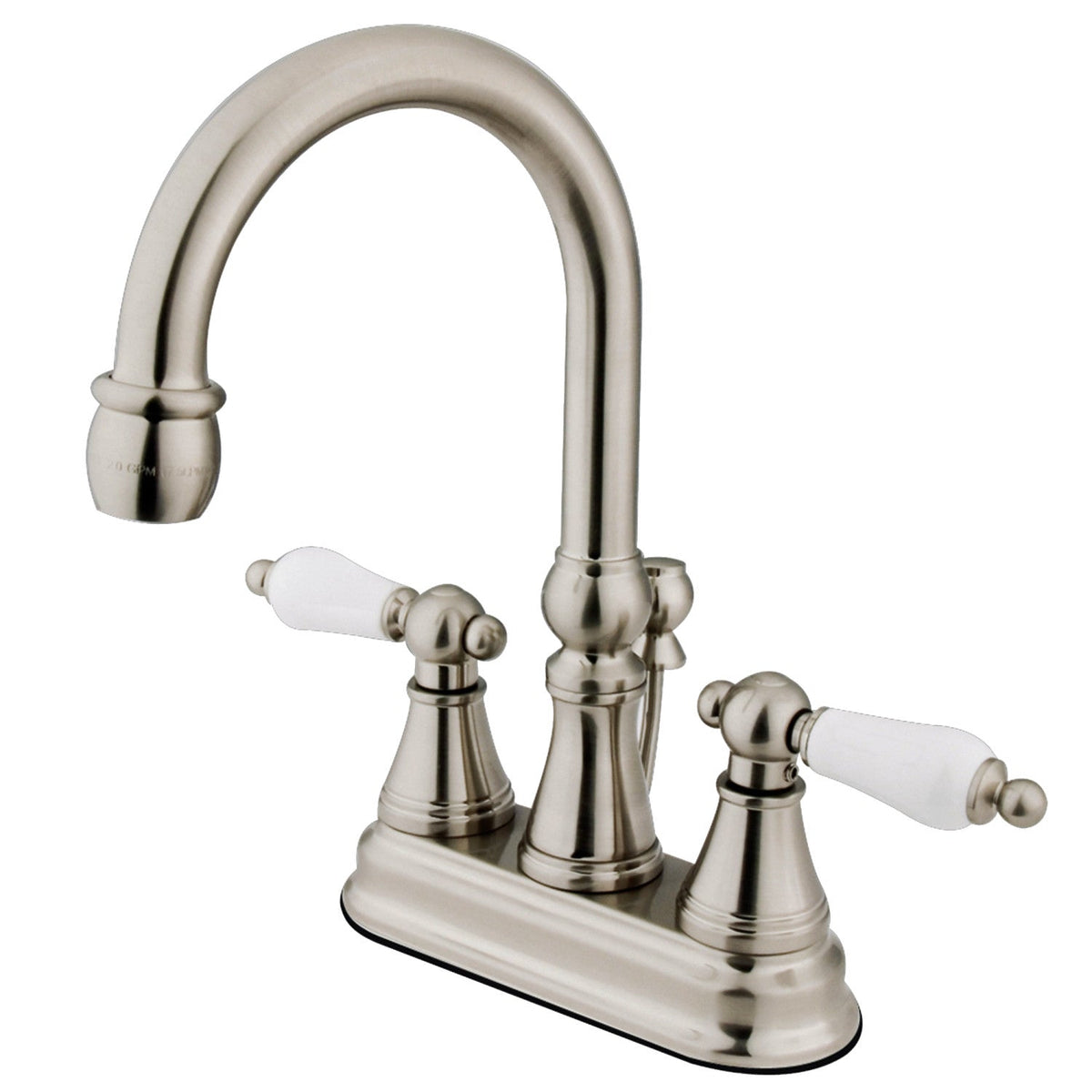 Governor Double-Handle 4" Centerset Bathroom Faucet with Brass Pop-Up in Brushed Nickel