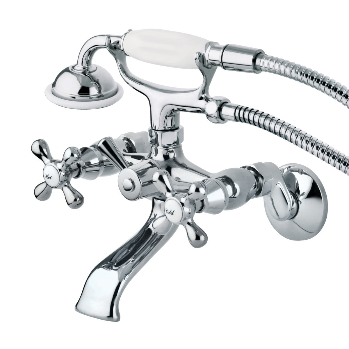 Kingston Tub Wall Mount Clawfoot Tub Faucet with Hand Shower in Polished Chrome