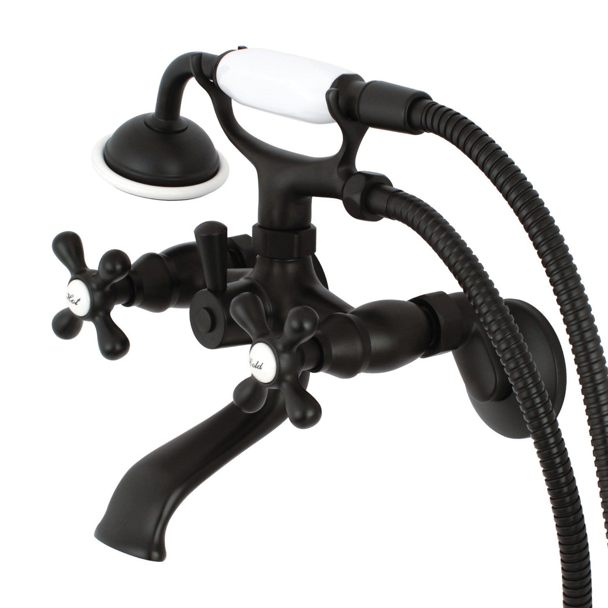 Kingston Tub Wall Mount Clawfoot Tub Faucet with Hand Shower in Oil Rubbed Bronze