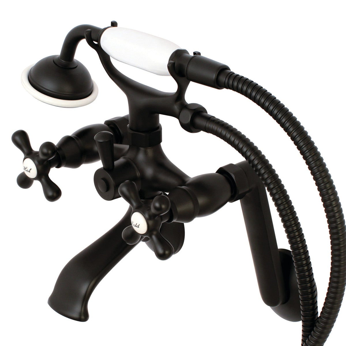 Kingston Tub Wall Mount Clawfoot Tub Faucet with Hand Shower in Oil Rubbed Bronze