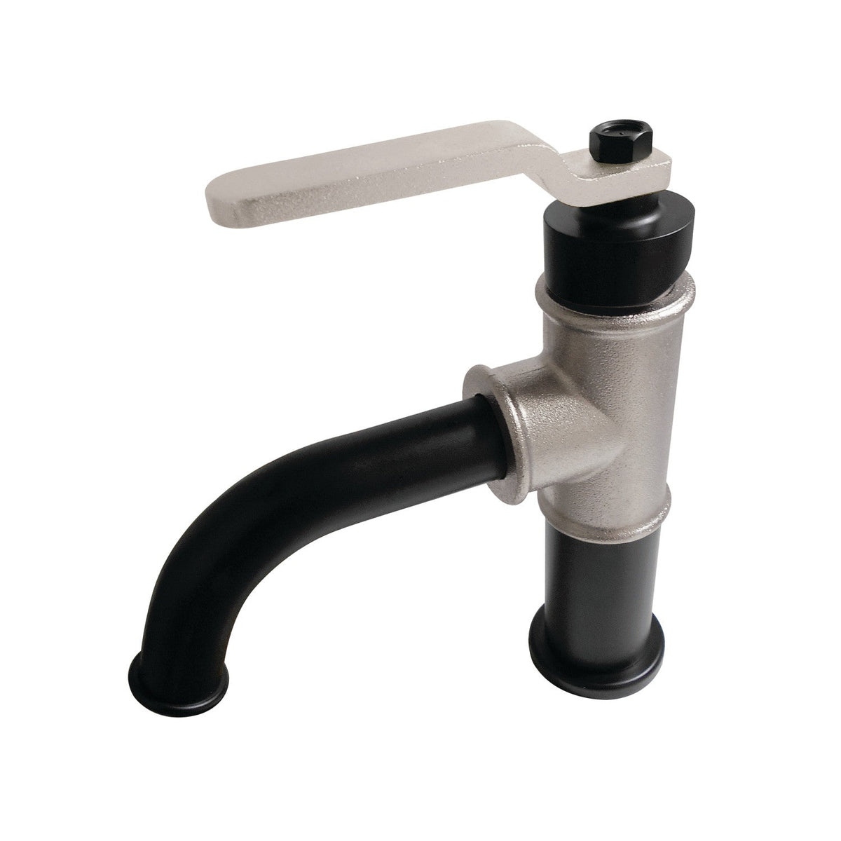Whitaker One-Handle Single-Hole Bathroom Faucet with Push Pop-Up Drain in Matte Black/Polished Nickel