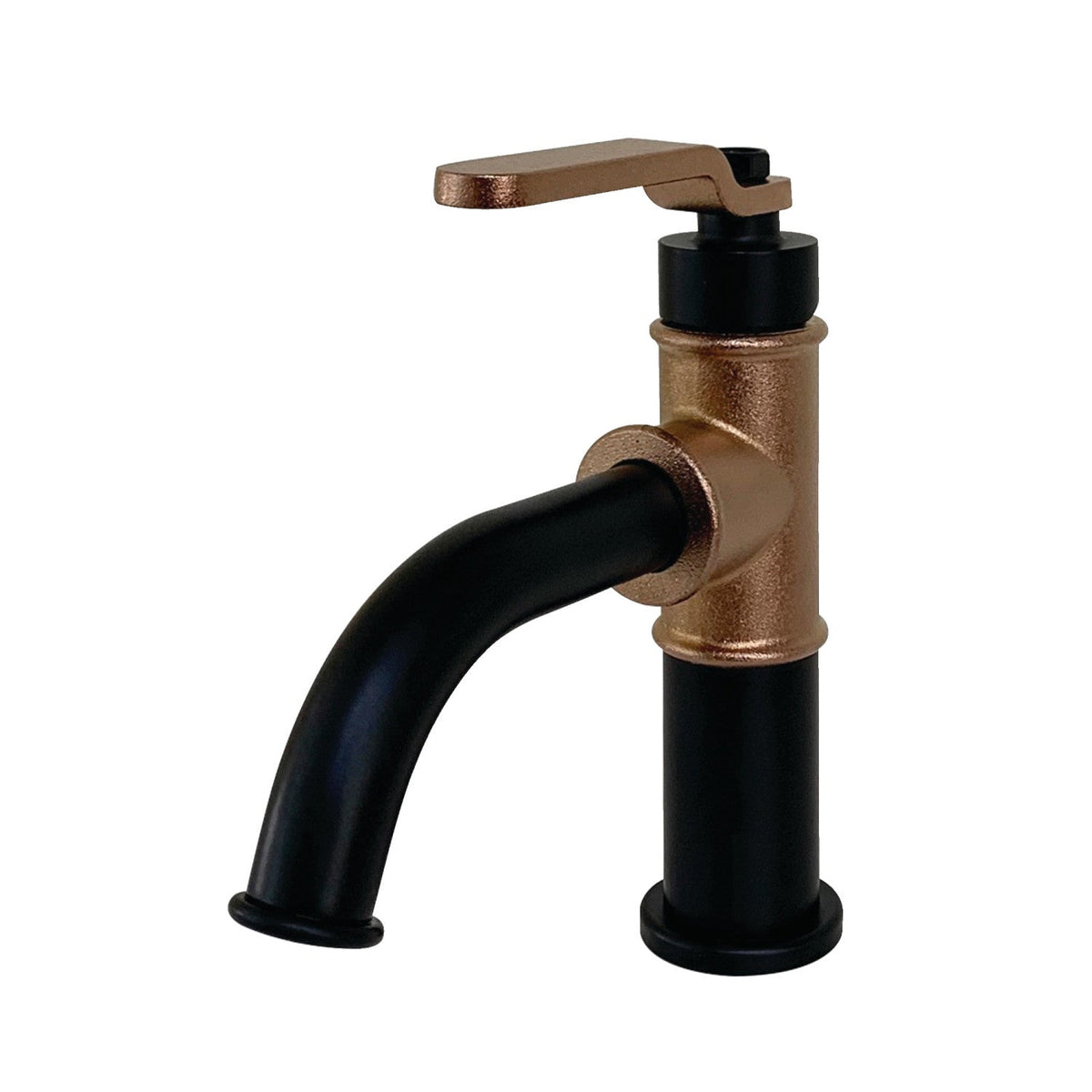 Whitaker One-Handle Single-Hole Bathroom Faucet with Push Pop-Up Drain in Matte Black/Rose Gold