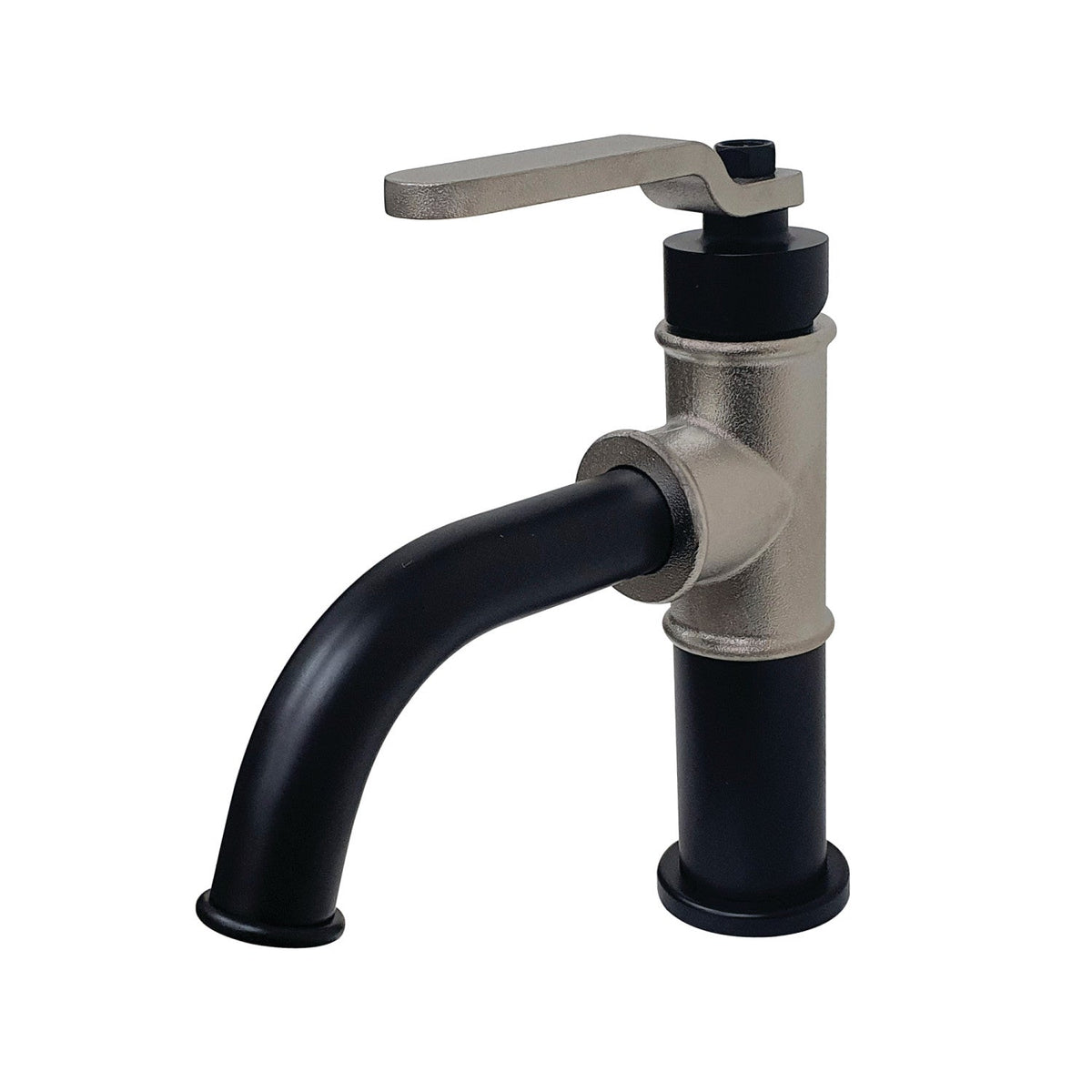 Whitaker One-Handle Single-Hole Bathroom Faucet with Push Pop-Up Drain in Matte Black/Brushed Nickel