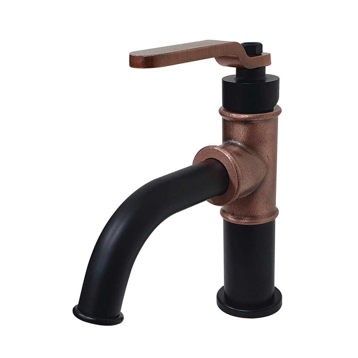 Whitaker One-Handle Single-Hole Bathroom Faucet with Push Pop-Up Drain in Matte Black/Antique Copper
