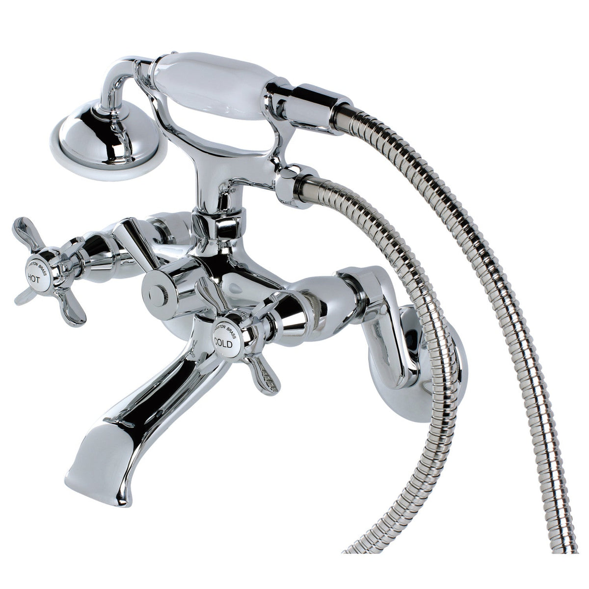 Essex Wall Mount Clawfoot Tub Faucet with Hand Shower in Polished Chrome