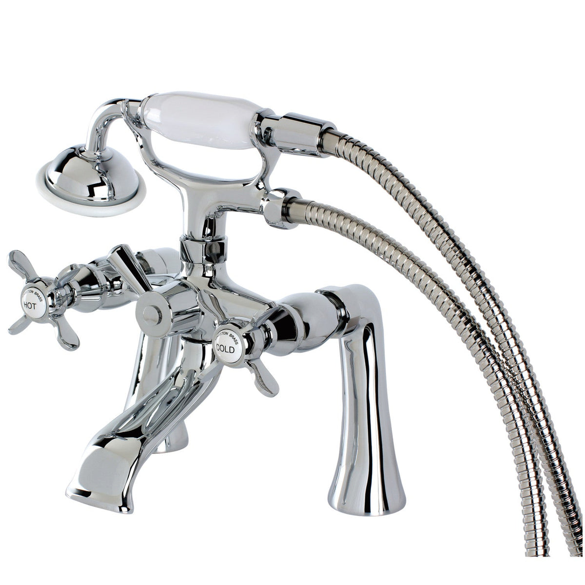 Essex 7" Center Deck-Mount Clawfoot Tub Faucet with Hand Shower in Polished Chrome