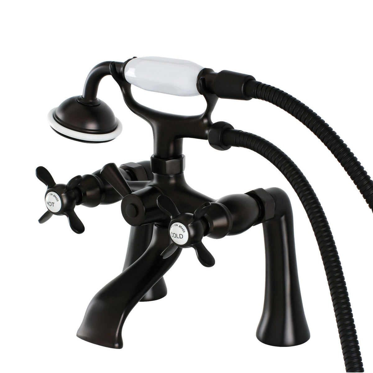 Essex 7" Center Deck-Mount Clawfoot Tub Faucet with Hand Shower in Oil Rubbed Bronze