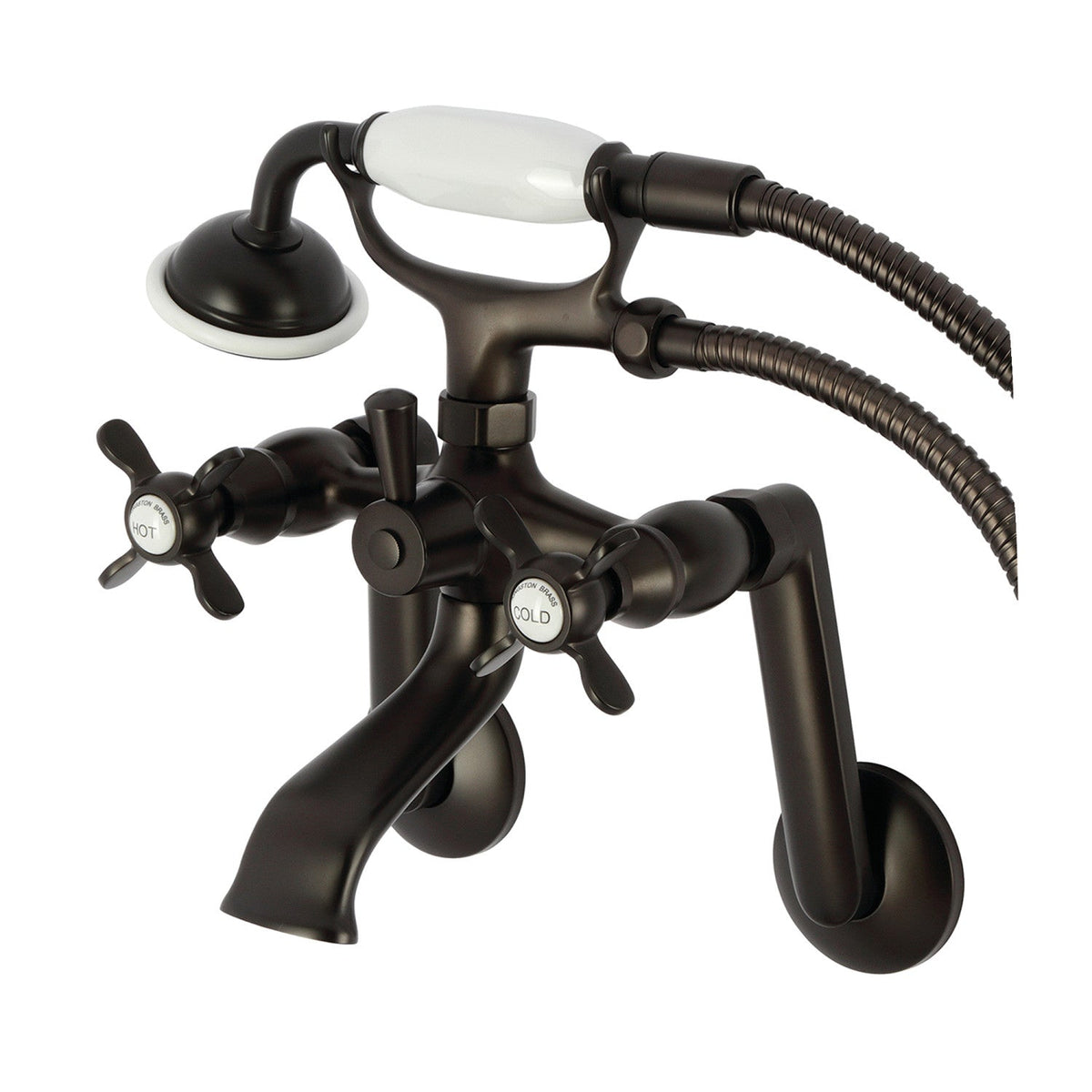 Kingston Tub Wall Mount Clawfoot Tub Faucet with Hand Shower in Oil Rubbed Bronze