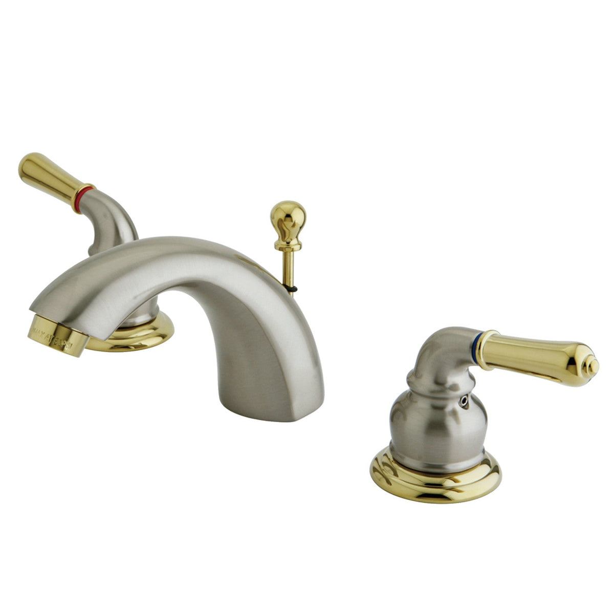 Naples Mini-Widespread Bathroom Faucet with Brass Pop-Up Drain in Brushed Nickel/Polished Brass