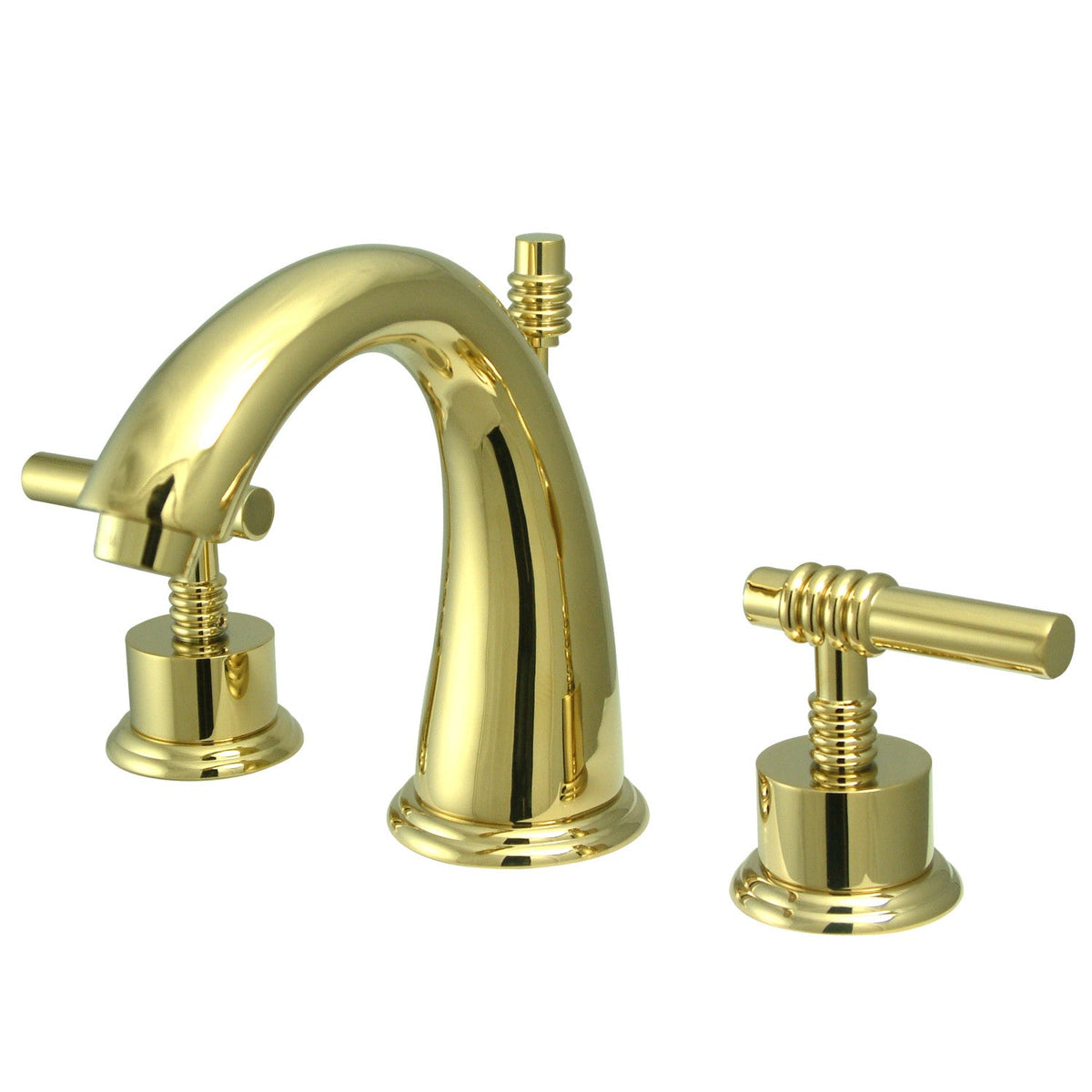 Milano Widespread Bathroom Faucet with Brass Pop-Up in Polished Brass
