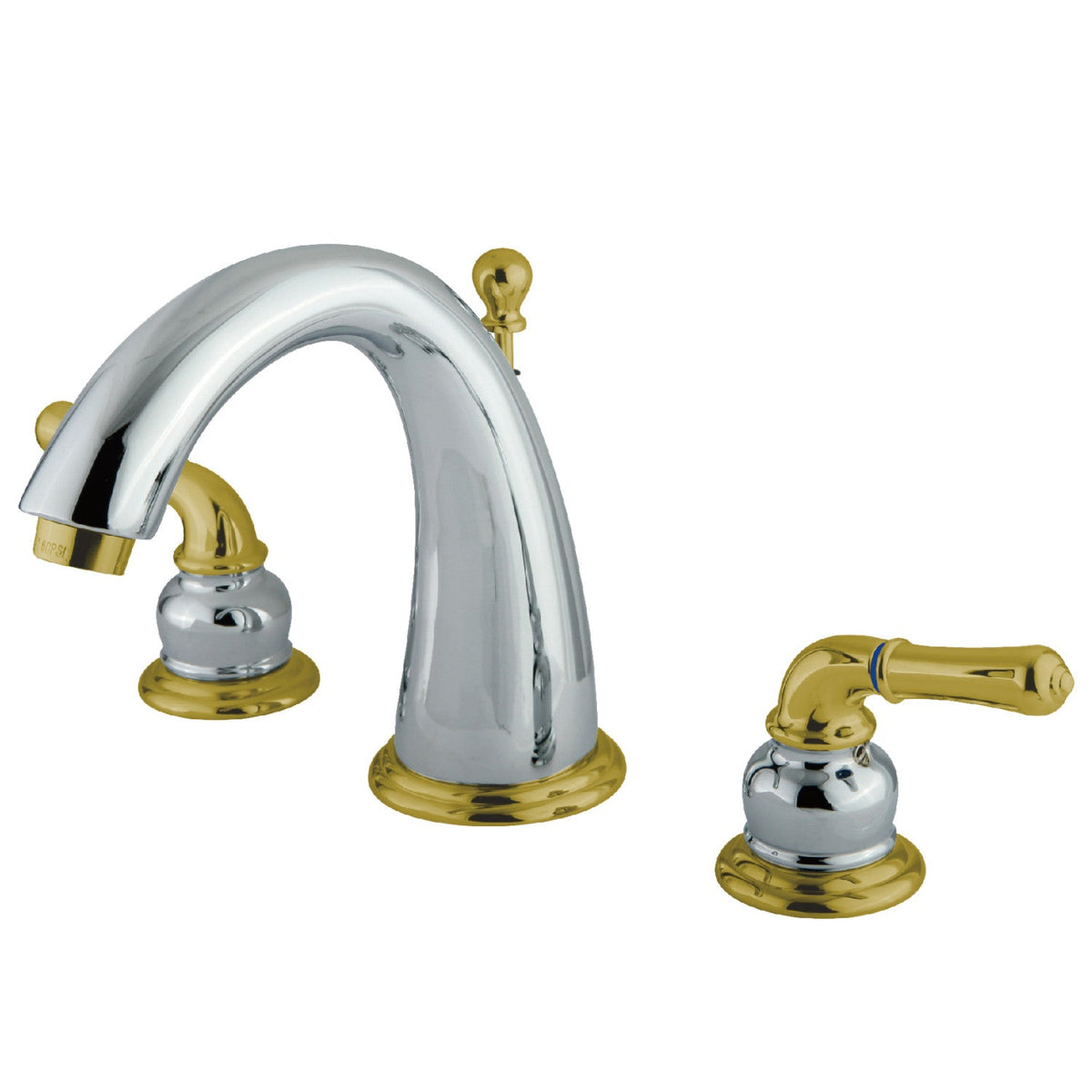 Naples Widespread Bathroom Faucet with Brass Pop-Up in Polished Chrome/Polished Brass