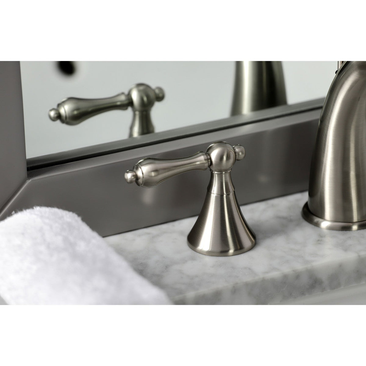 Naples Widespread Bathroom Faucet with Brass Pop-Up in Brushed Nickel