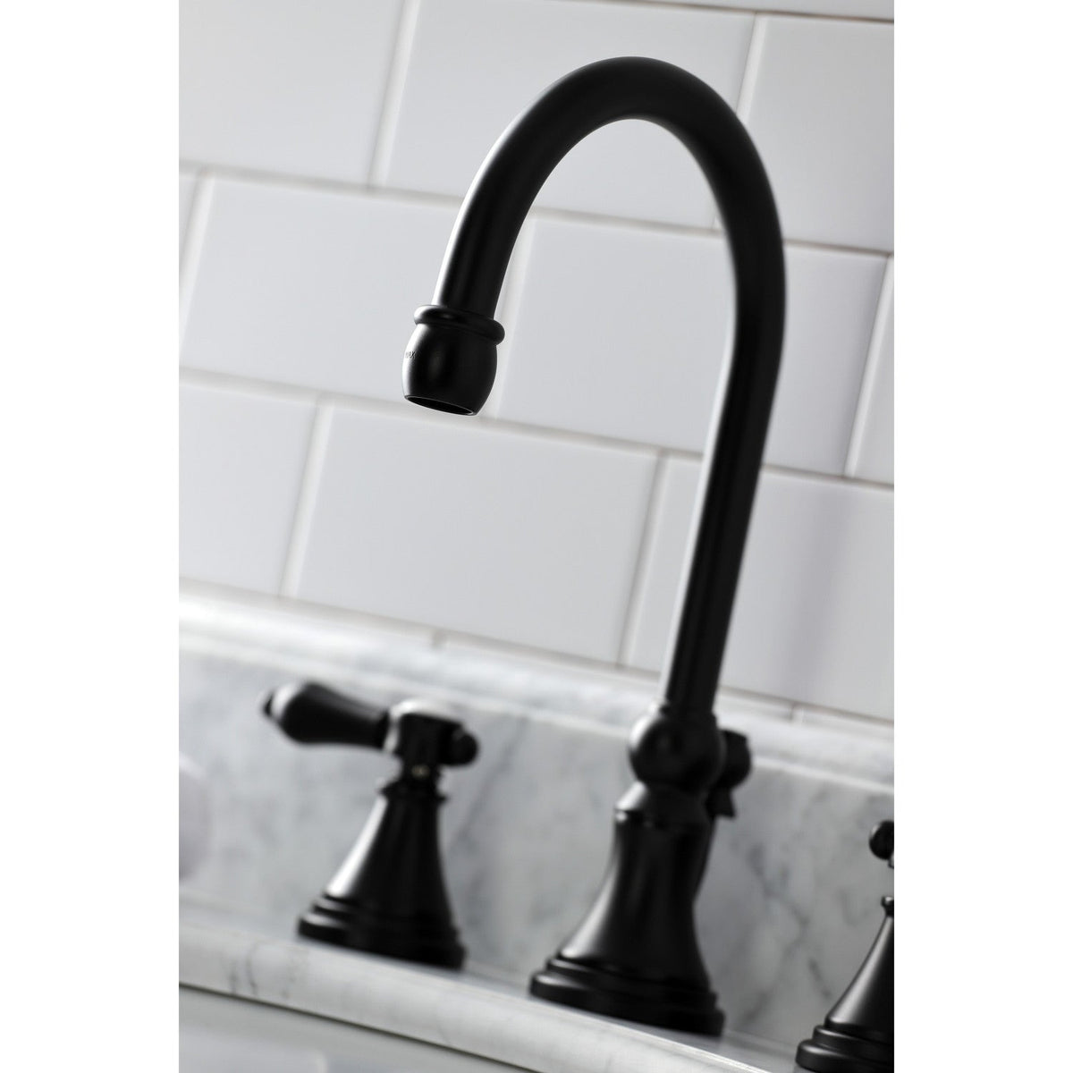 Heirloom Widespread Bathroom Faucet with Brass Pop-Up in Matte Black