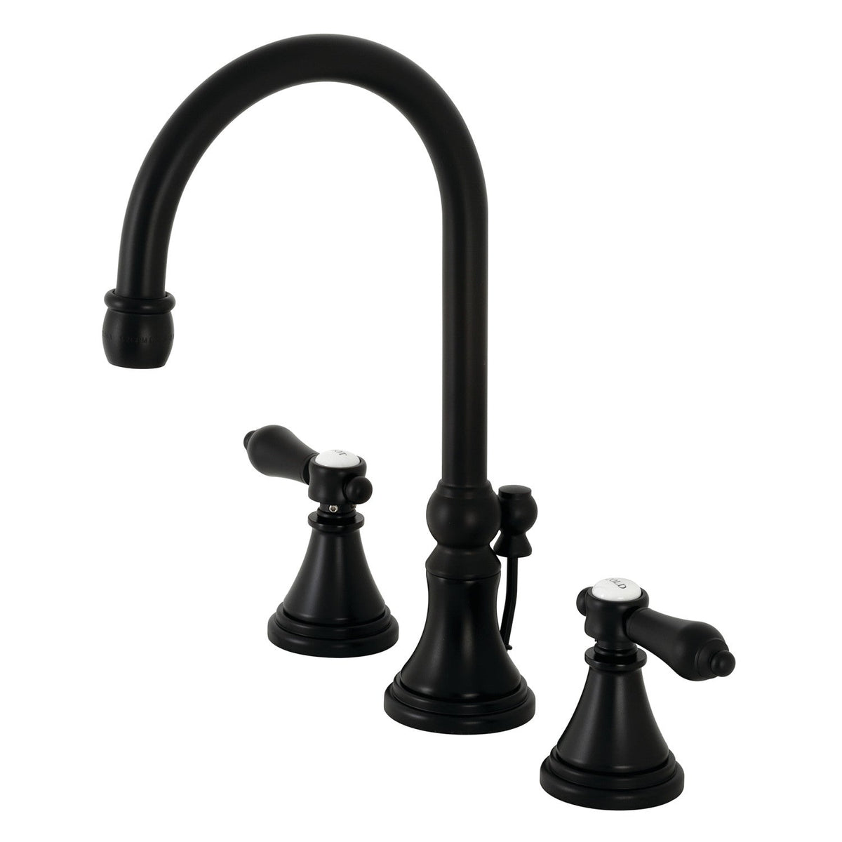 Heirloom Widespread Bathroom Faucet with Brass Pop-Up in Matte Black