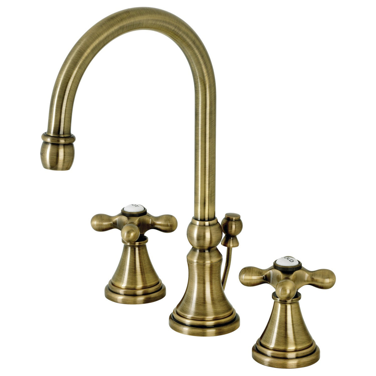 Governor Widespread Bathroom Faucet with Brass Pop-Up in Antique Brass