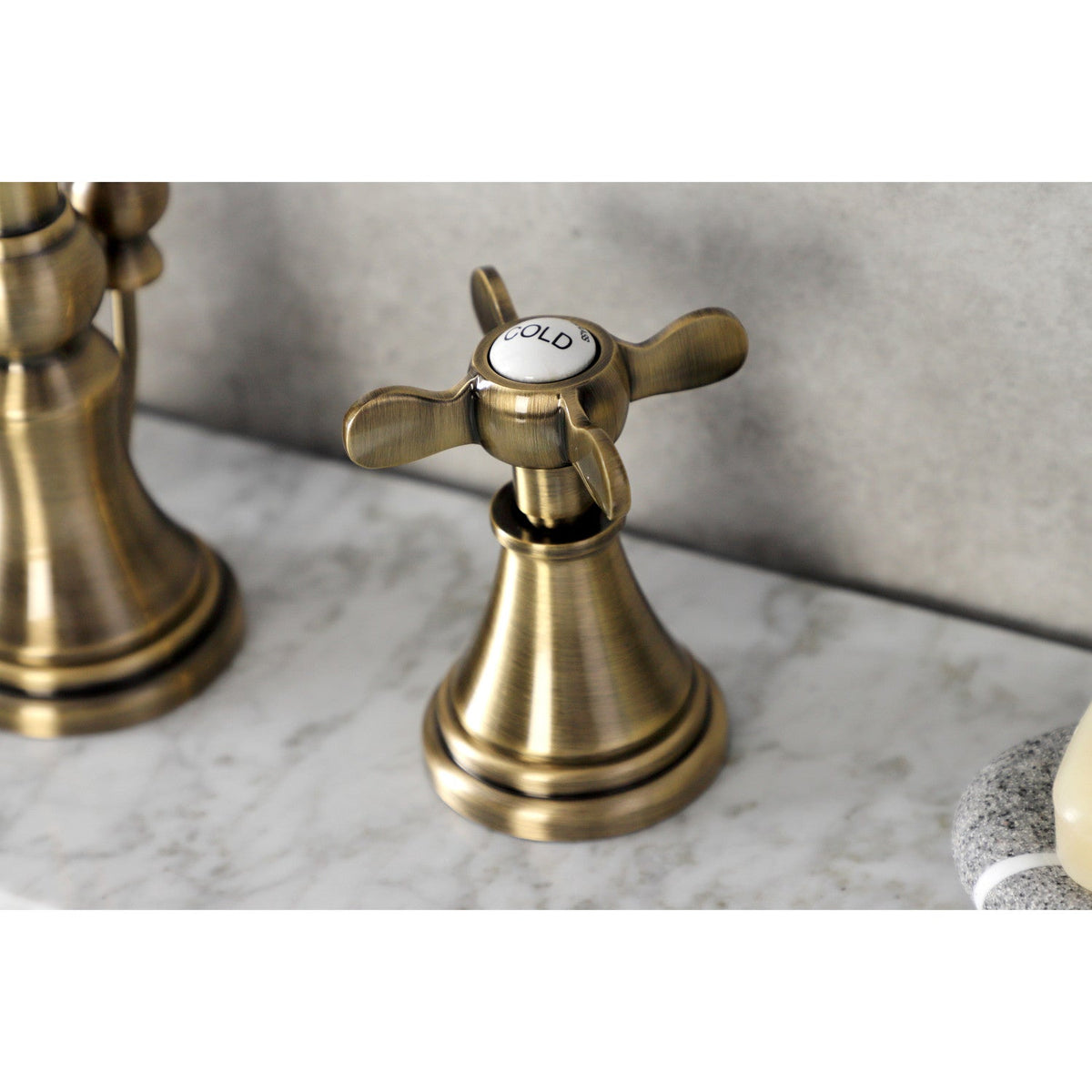 Essex Widespread Bathroom Faucet with Brass Pop-Up in Antique Brass