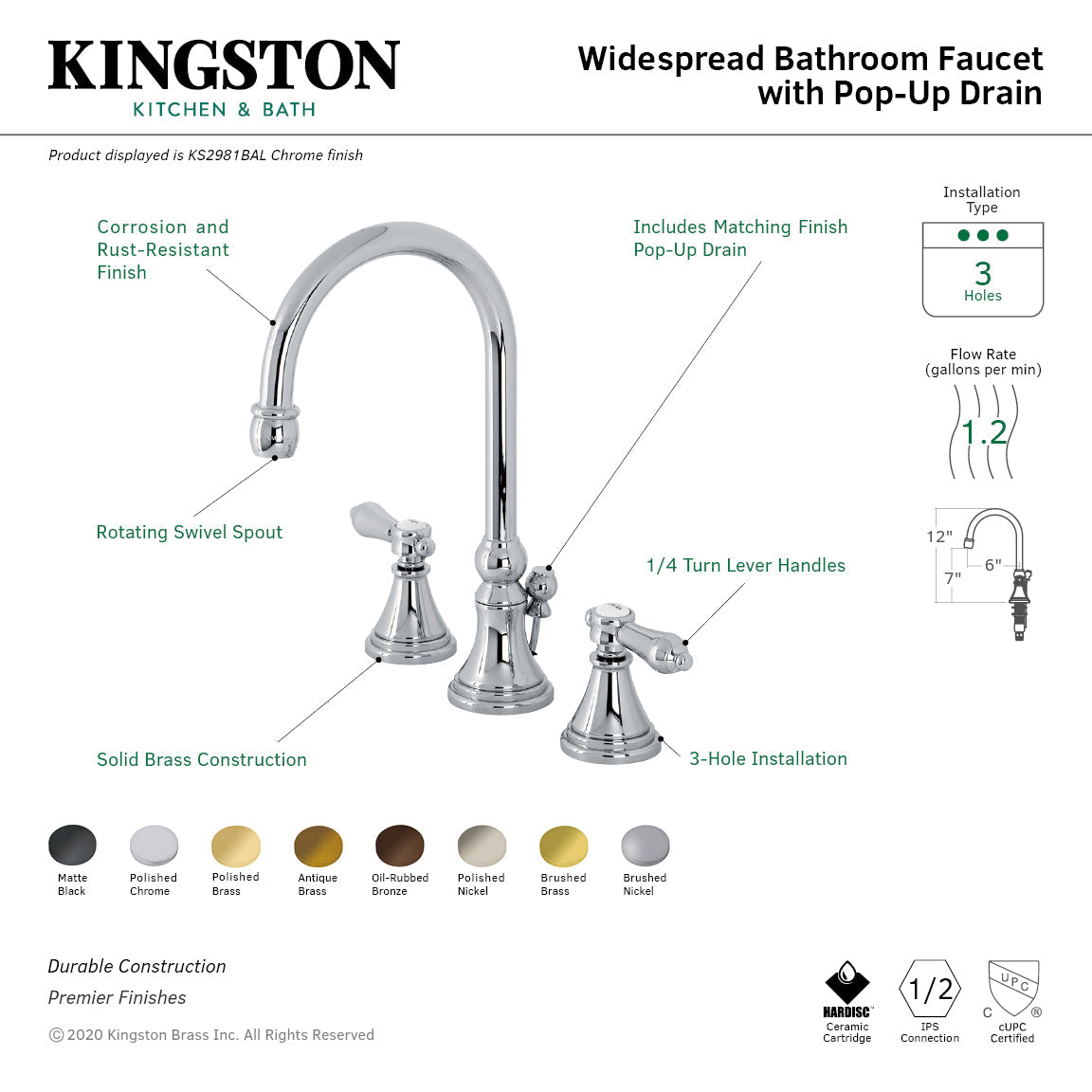 Heirloom Widespread Bathroom Faucet with Brass Pop-Up in Oil Rubbed Bronze
