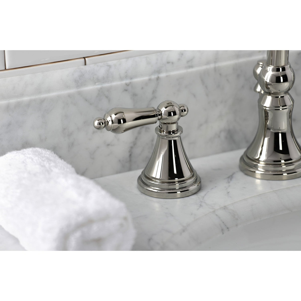 Governor Widespread Bathroom Faucet with Brass Pop-Up in Polished Nickel