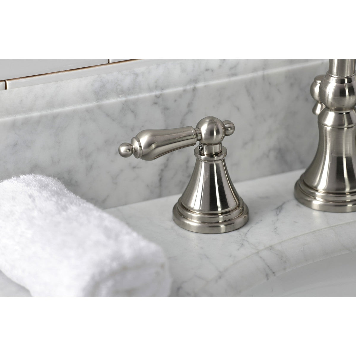 Governor Widespread Bathroom Faucet with Brass Pop-Up in Brushed Nickel