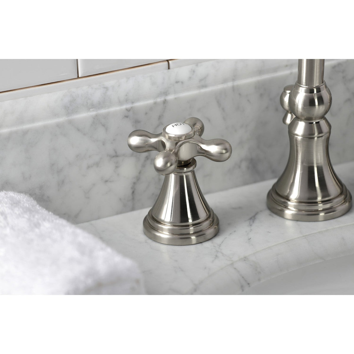 Governor Widespread Bathroom Faucet with Brass Pop-Up in Brushed Nickel