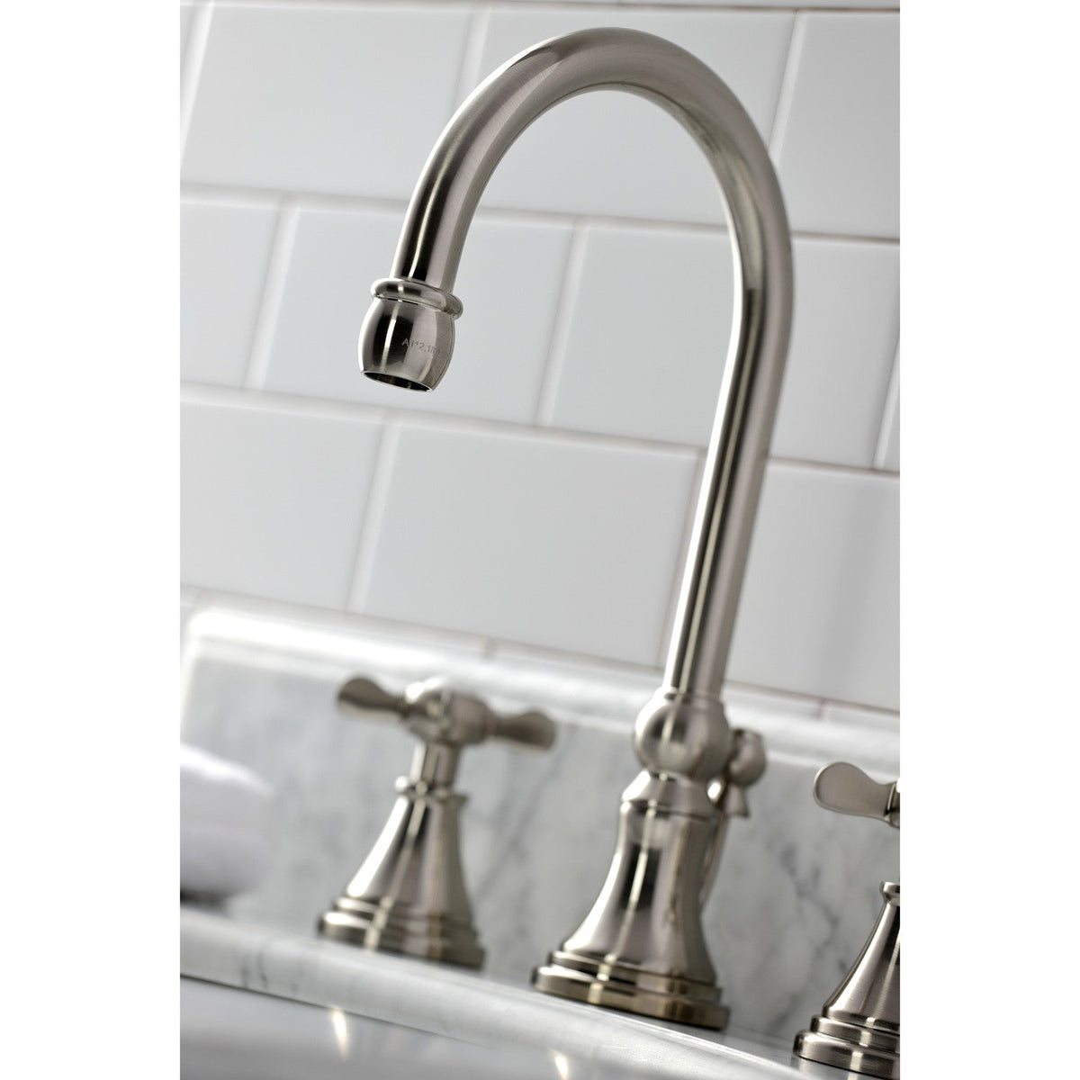 Essex Widespread Bathroom Faucet with Brass Pop-Up in Brushed Nickel