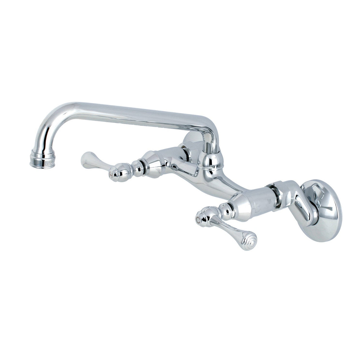 Kingston Double-Handle Wall-Mount Bridge Kitchen Faucet in Polished Chrome
